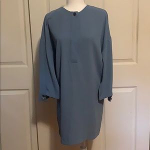 Zara round neck front 1/4 button A line dress